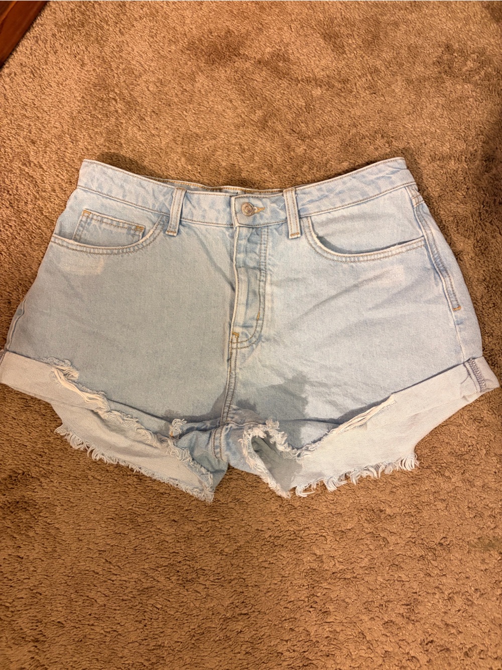 Forever 21 Light Wash Distressed Denim Shorts